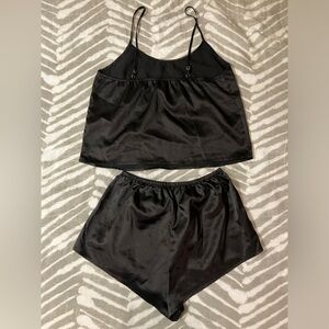 Black Satin Sleepwear Set